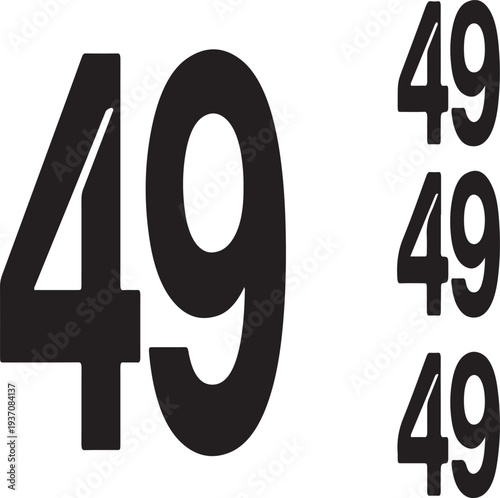 Set of 4 Black Number 49 Vector Illustrations