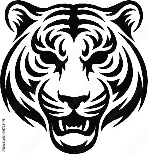 tribal tiger head abstract wildlife logo vector