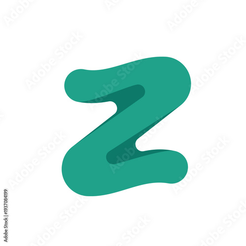 Abstract Green Letter Z Logo Design With Fluid Shape And Modern Branding Style