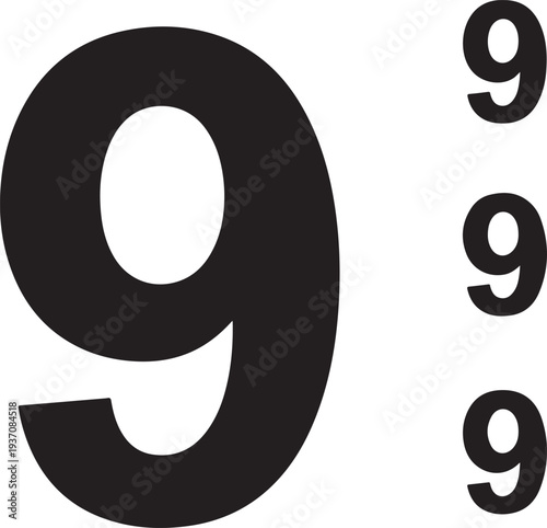 Black Number 9 Vector Illustration