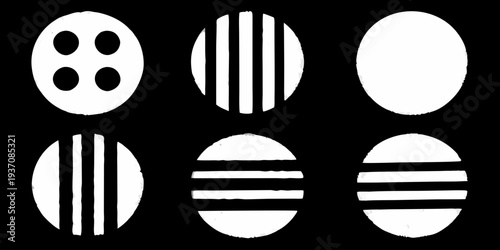 Abstract geometric shapes circles with varying internal patterns