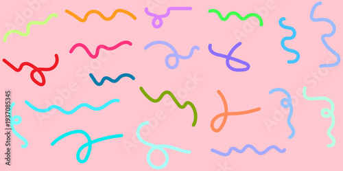 Playful abstract pattern with colorful hand drawn squiggles