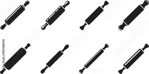 Eight black and white rolling pins with different handle kitchen tool baking tool