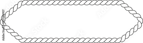 Elongated hexagonal polygon rope frame border isolated on white background nautical marine sailor theme flat vector illustration