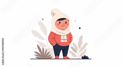 A cartoon of a person in a headscarf and orange shirt