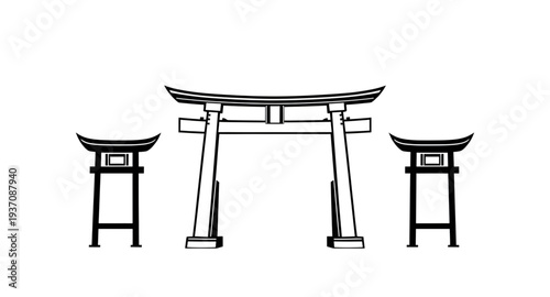 torii, gate, silhouette, japan, shrine, shinto, temple, entrance, sacred, symbol, asian, culture, tradition, religion, spiritual, monument, architecture, structure, landmark, heritage, historic, ancie