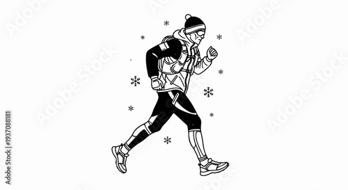 Athlete running in snow
