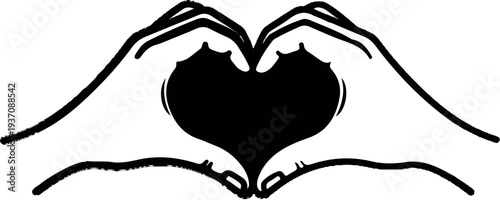 Hands forming a heart shape with a dark solid center