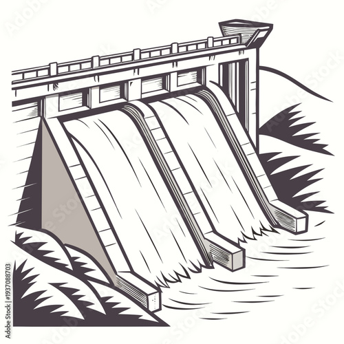 A dam with water flowing out of it