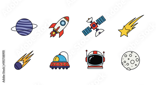Space exploration icons and elements