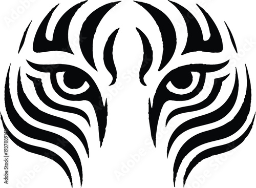 tribal tiger eyes abstract animal logo design black vector