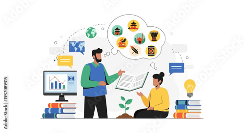 Global Education and Cultural Studies Concept. Mentorship and Knowledge Transfer in World History, Diversity, and International Learning.