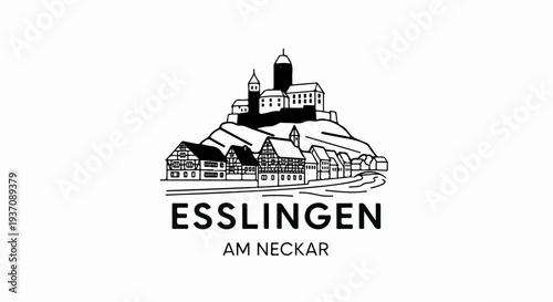 Historic German town with castle and half-timbered houses by river