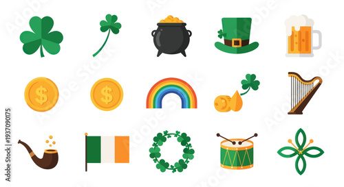 St patricks day icon set