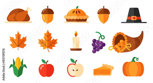Thanksgiving feast autumnal food symbols