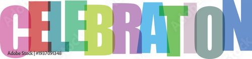 Colorful Celebration Text white background