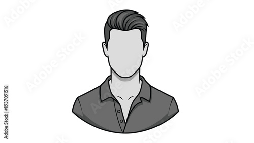 Minimalist monochrome avatar of a man with a modern hairstyle wearing a polo shirt, suitable for professional profiles and social media.