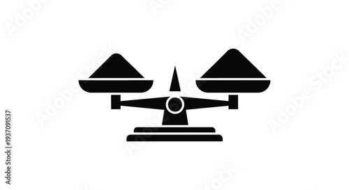 A simple black silhouette of traditional balance scales representing justice and equality high quality professional detailed