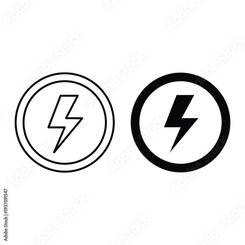 Free Download Black lightning bolt icons in circle vector illustration, flat design - GFXLoad