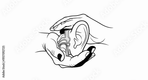 Anatomical ear cross-section cradled in hands