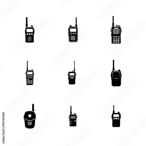 Walkie Talkie and Two-Way Radio Silhouette Vector Icon Set