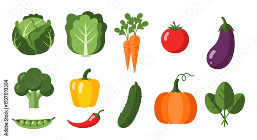 Vegetable assortment isolated on white background