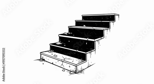 Cracked stone steps, suggesting decay, neglect, and a rough ascent