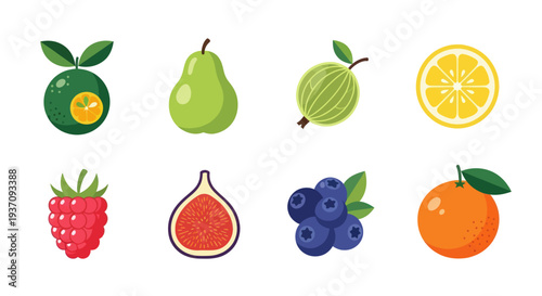 Vibrant assortment of colorful cartoon fruits