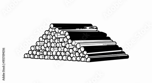 Stack of cylindrical logs, forming a triangular pile
