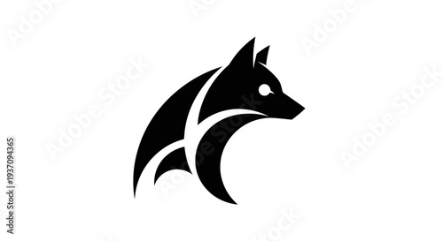Stylized black wolf silhouette on white
