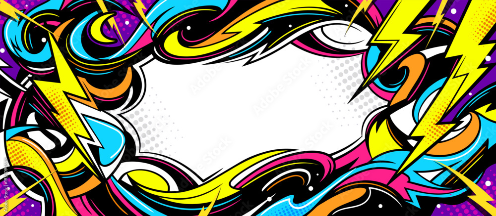 Fototapeta premium Abstract vector graffiti background with lines and bold colors.