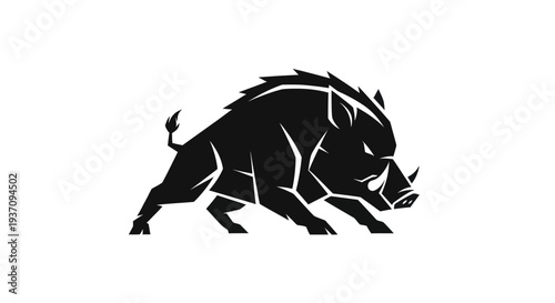 Obraz na płótnie Stylized boar silhouette on white background