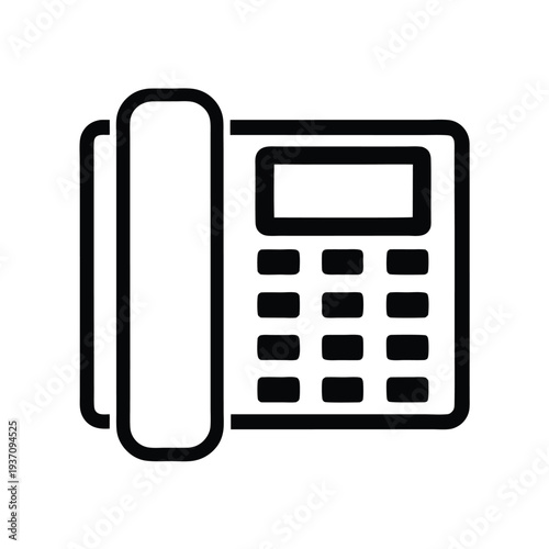 Simple black and white landline telephone symbol highlights communication technology