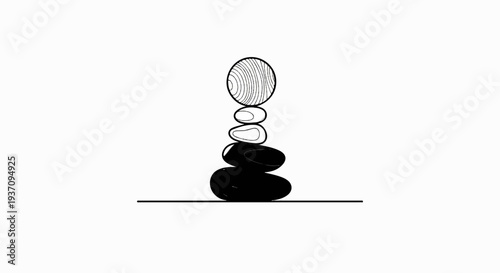 Stylized stacked stones form a balanced, artistic composition