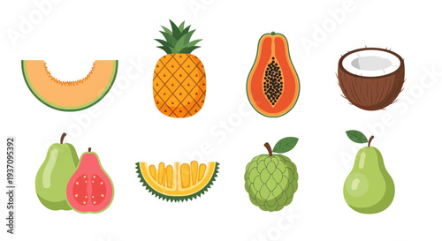 Various colorful tropical fruits isolated