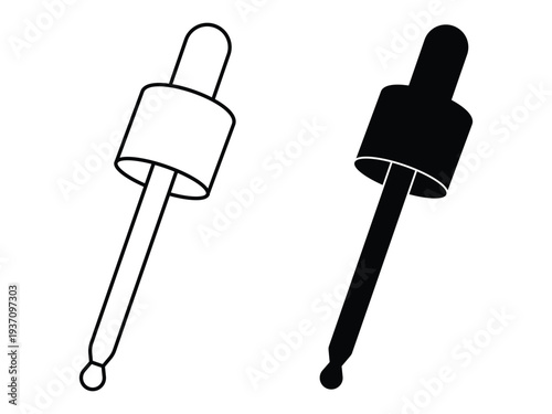 Dropper icon. Eye dropper vector. Silhouette of medicine dropper. Outline icon of dropper. Vector illustration.