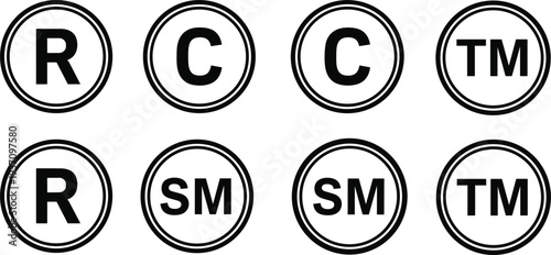 Copyright Trademark and Service Mark Symbols on White Background icon