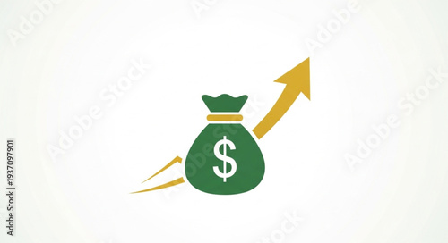 Money Bag with Upward Arrow and Dollar Sign.