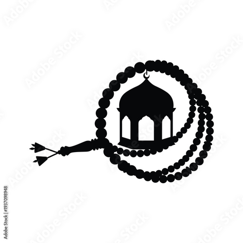 Islamic Prayer Beads Mosque Silhouette Cultural Symbol Commercial