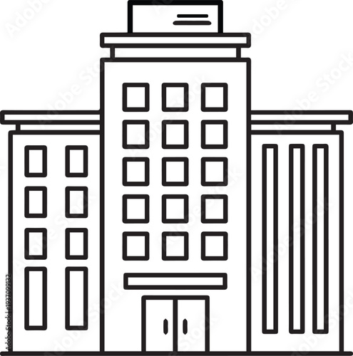 Corporate headquarters or commercial office building vector icon.
