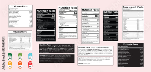 Nutrition Information Panel Vector Label Template, Standard Food Nutrition Label Vector Design, Nutrition Facts Panel Vector for Packaging