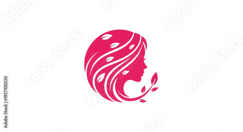 Woman profile with leaf motif