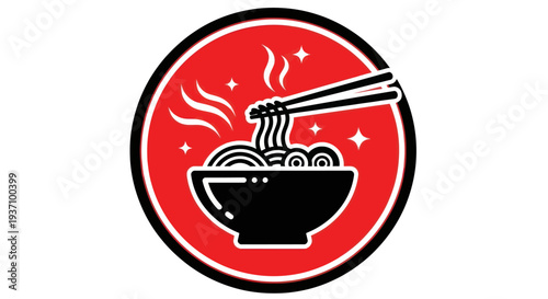 Noodle bowl icon with chopsticks