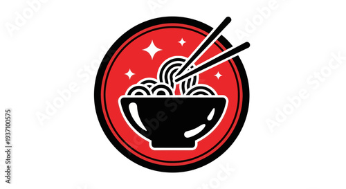 Noodle bowl with chopsticks vector illustration