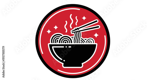 Noodle bowl icon with chopsticks