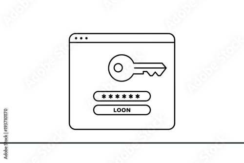 Simple login screen with a key icon and password field displayed