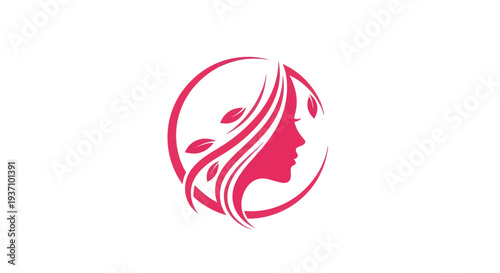 Woman silhouette in pink circle logo