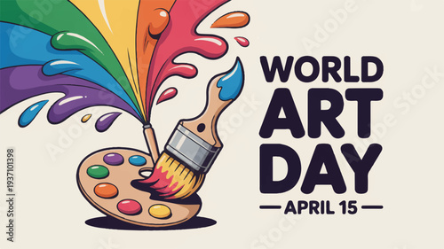 Vibrant world art day celebration with paintbrush and palette on april 15th