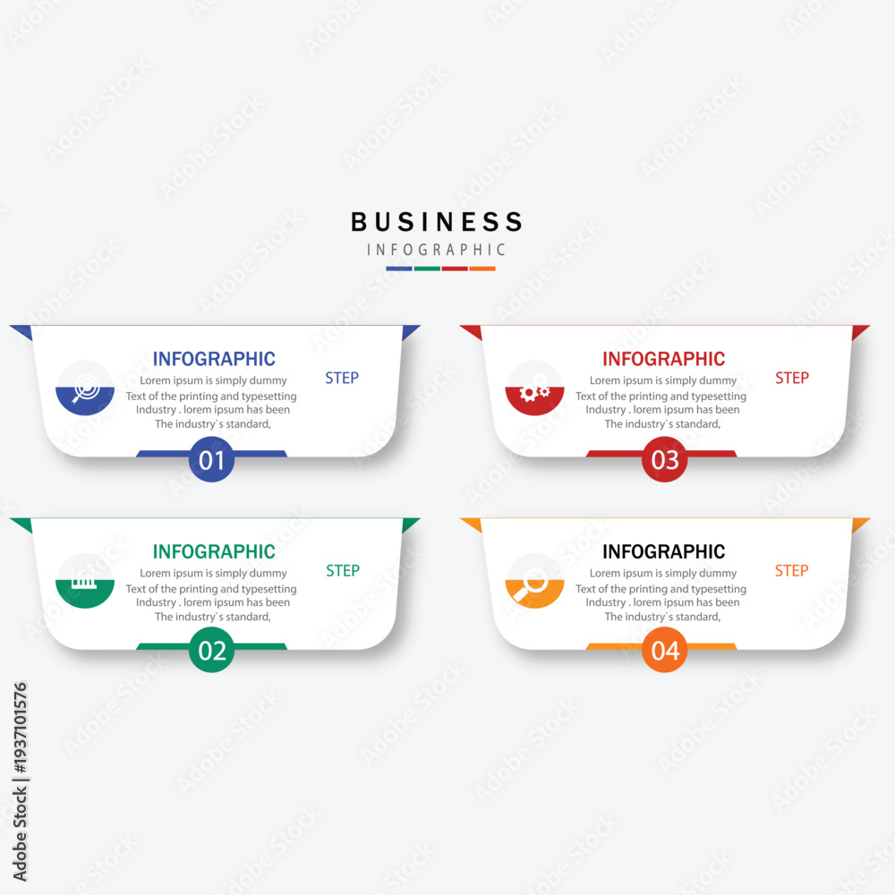 Obraz premium Four Step Business Infographic Template with Modern Workflow Process Diagram