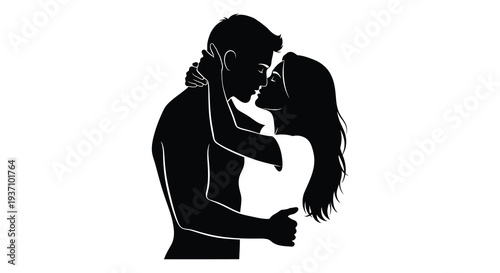 A silhouetted couple embracing in a passionate kiss demonstrating love and intimacy high quality professional detailed
